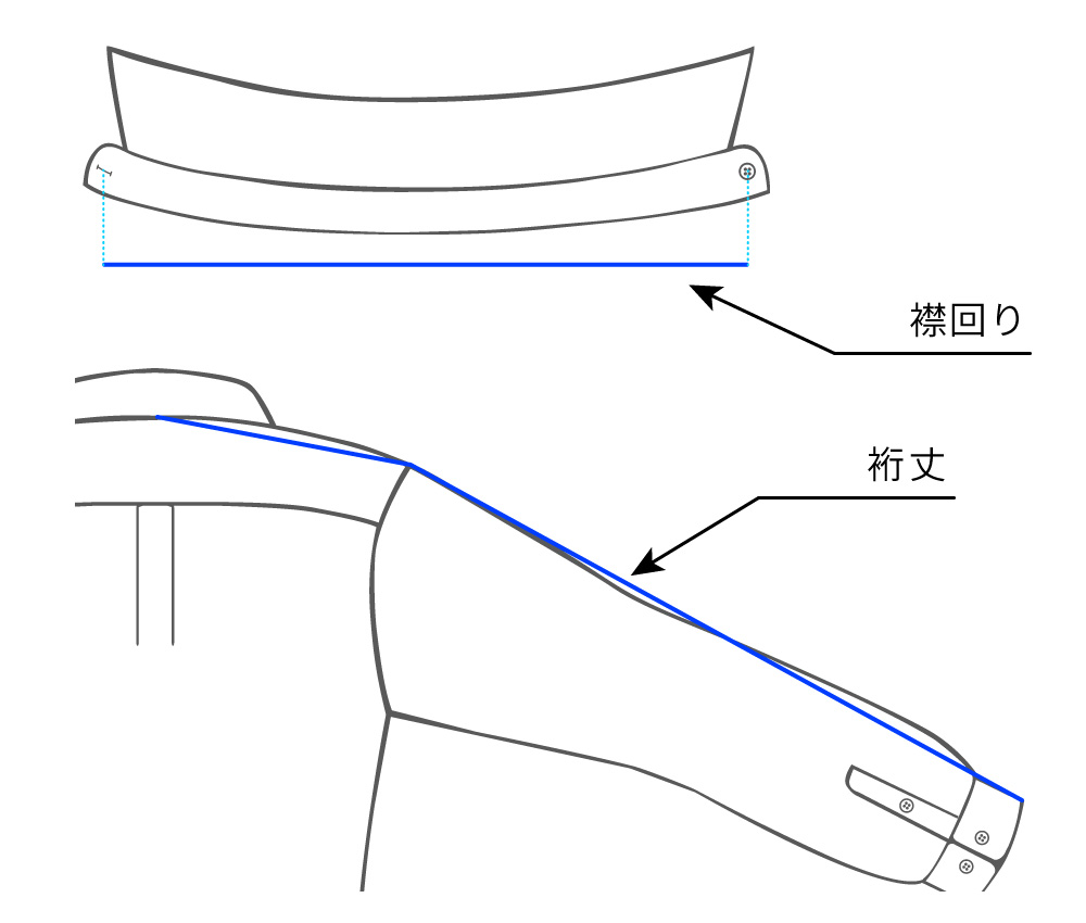 サイズ計測　シャツの場合