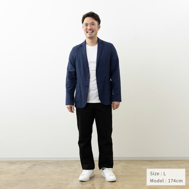 ネイビー ちょんまげ様 和晒京ふたえガーゼ メンズ ライトジャケット ネイビー